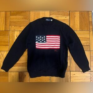 Ralph Lauren Navy Sweater with American Flag Design